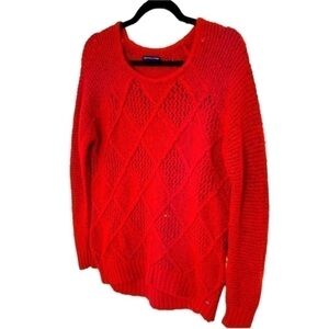American Eagle crimson red chunky knit warm cozy winter fall holiday sweater